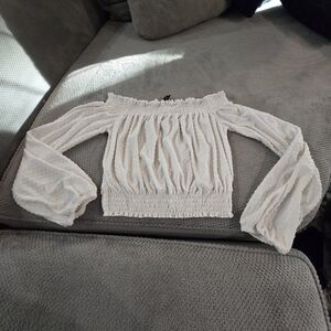 H&M Off-White Smocked Blouse